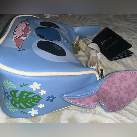 NWT LOUNGEFLY FLORAL STITCH FIGURAL CROSSBODY - Picture 6 of 8